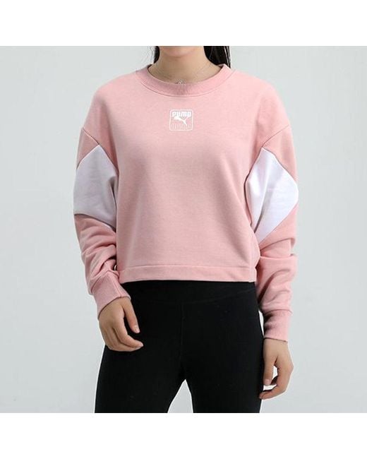PUMA Pink (Wmns) Rebel Crew Cropped Training Sweatshirt