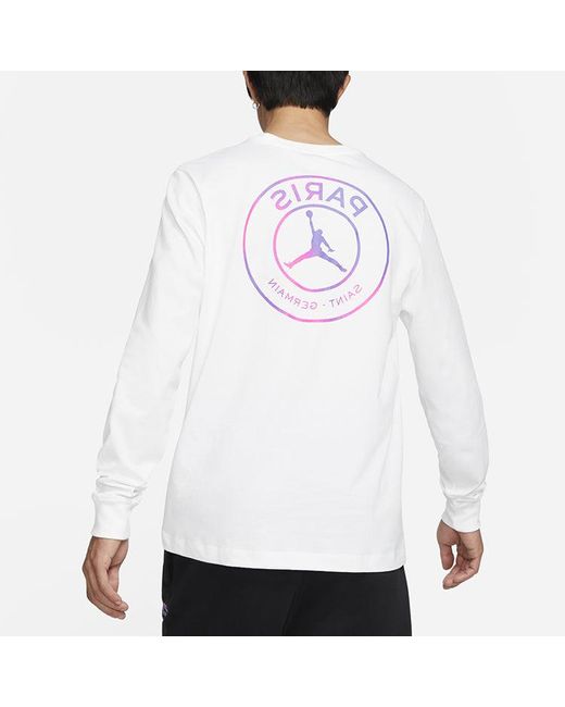 Nike White Paris Saint-Germain Casual Sports Crew Neck Long Sleeve for men