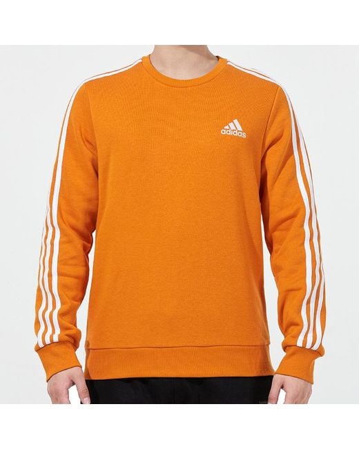 Adidas Orange 3S Fl Swt Round Neck Long Sleeves for men