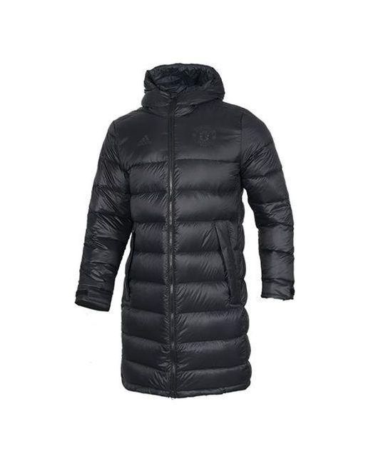 Adidas Black Stay Warm Solid Color Soccer/Football Hooded Down Jacket for men