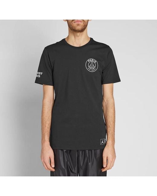 Nike Black X Psg Crossover Paris Saint-Germain Jump Large Logo Short Sleeve for men