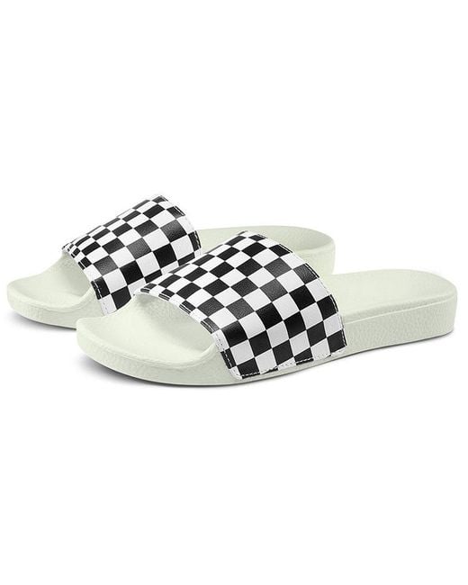 Vans White (Wmns) Slide-On 'Checkerboard