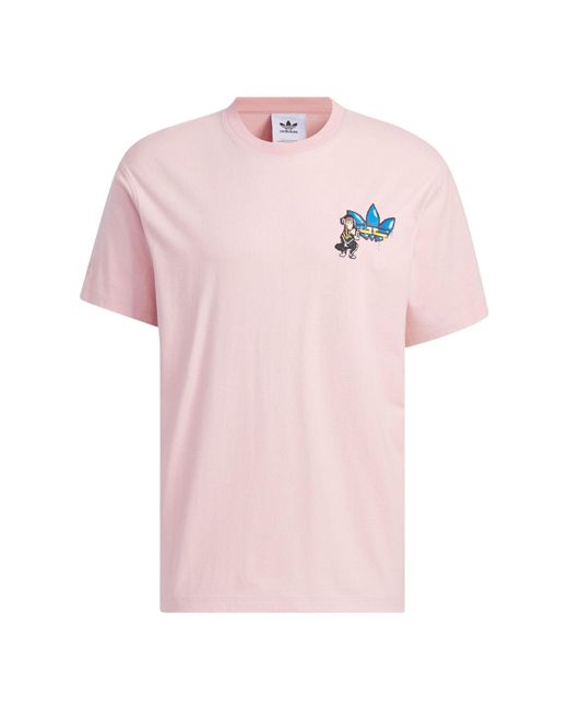 Adidas Pink Originals X Monkey Kingdom Gfx T-shirt for men