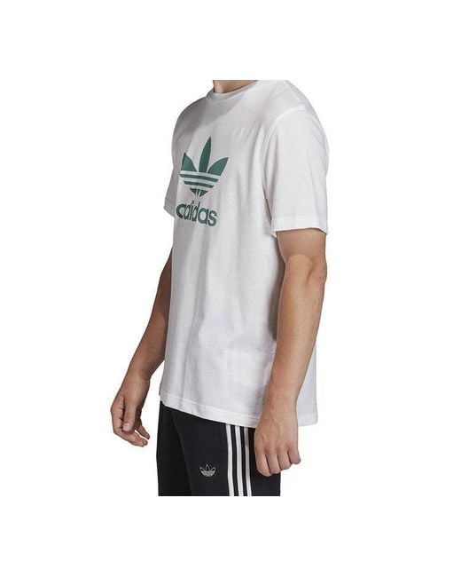 Adidas White Originals Trefoil Alphabet Logo Round Neck Short Sleeve for men