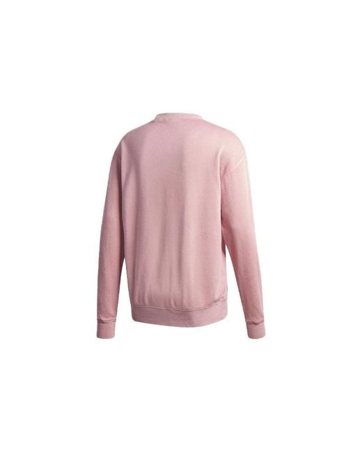 Adidas Pink Originals Logo Pattern Loose Round Neck Long Sleeves for men