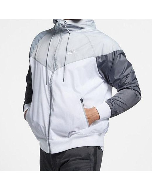 Nike Blue Sports Windproof Colorblock Hooded Jacket for men