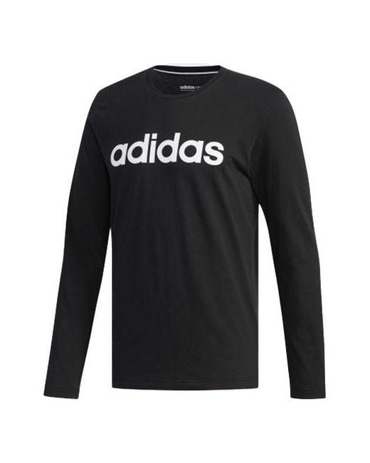 Adidas Black Neo M Ce Lnr Ls Logo Printing Round Neck Long Sleeves for men