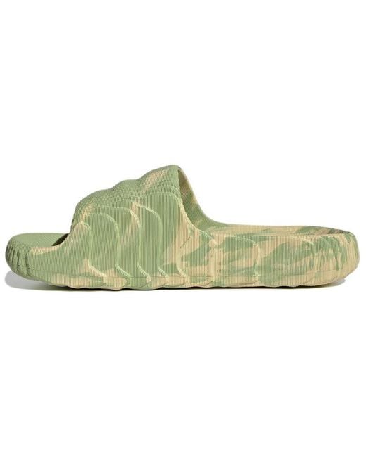 Adidas Green Adilette 22 Slides 'Magic Lime Desert Sand'