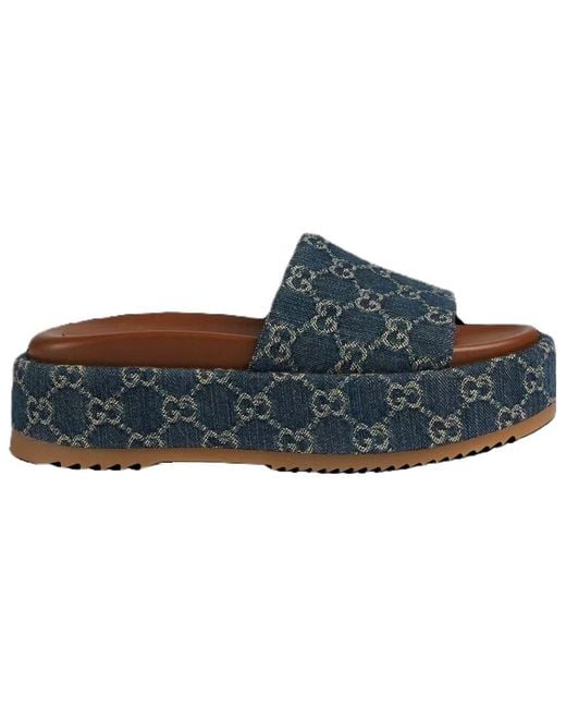 Gucci Blue (Wmns) Angelina Platform 55 Mm Sandal 'Jacquard Denim'