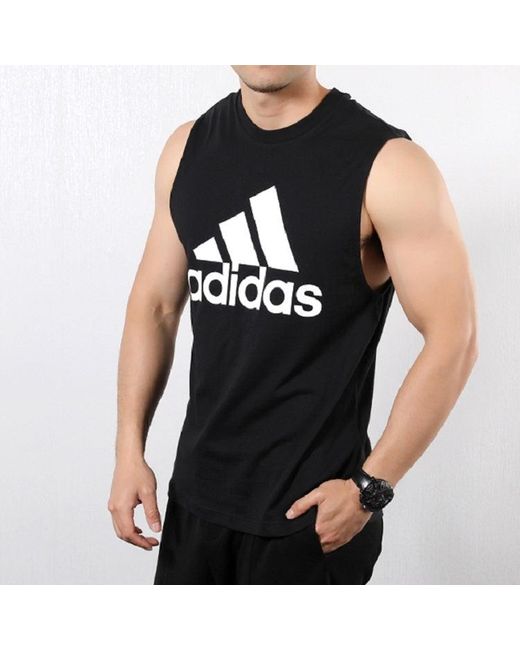 Adidas Black Sports Stylish Round Neck Vest for men