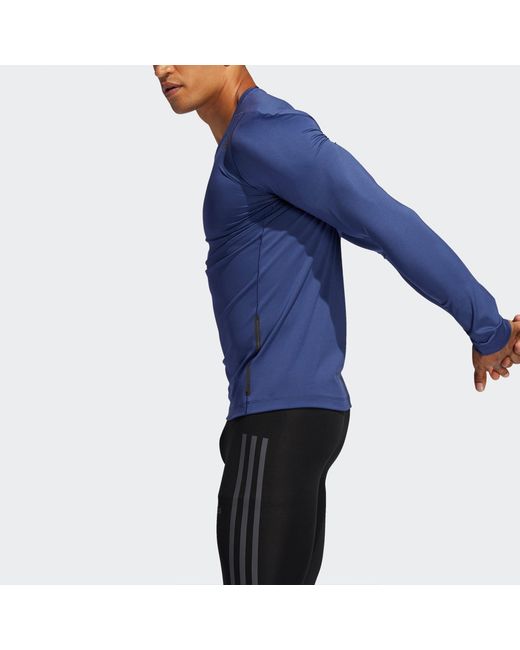 Adidas Blue Ask2 Prm Tee Ls Training Sports Slim Fit Round Neck Long Sleeves T-Shirt for men