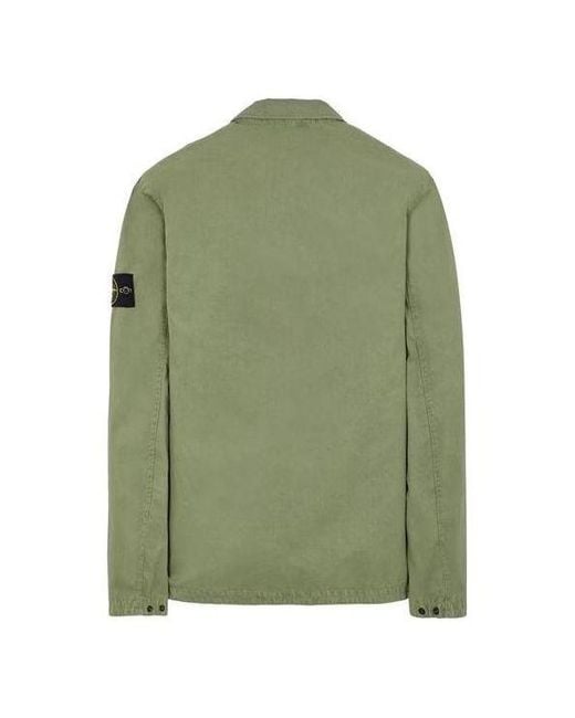Stone Island Green Garment-Dyed Jacket 'Sage' for men