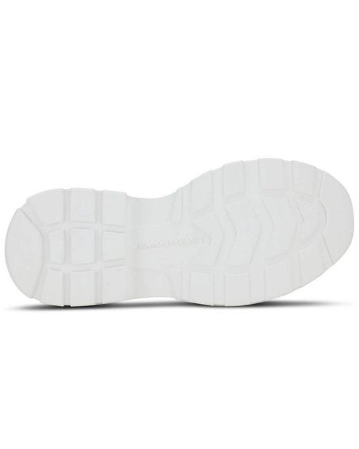 McQueen White Tread Slick Lace Up Sneakers for men
