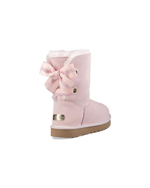 Ugg Pink (Wmns) Customizable Bailey Bow Short Fleece Lined