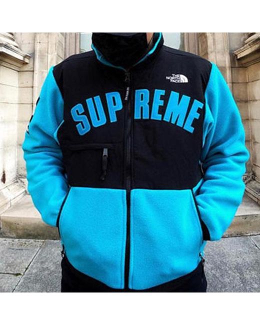 Supreme X The North Face Arc Logo Denali Fleece Jacket in Blue for