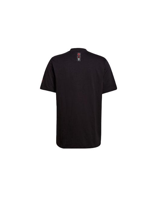 Adidas Black Mufc Cny Tee Limited Logo Printing Manchester United Soccer/Football Round Neck Short Sleeve for men