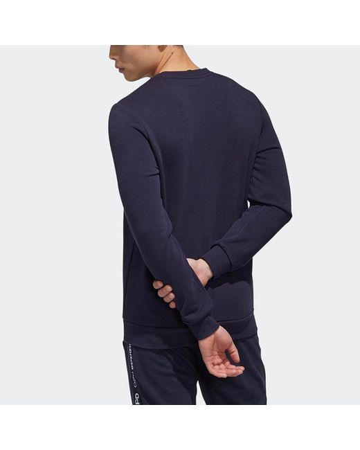 Adidas Blue Neo M Fav Sw Printing Athleisure Casual Sports Round Neck Pullover for men