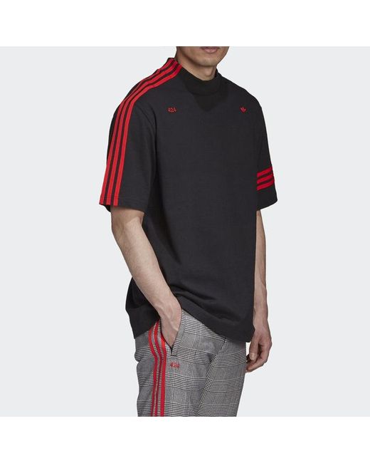 Adidas Black Originals X 424 R.Y.V. Tee Crossover Ribbed High Collar Loose Short Sleeve for men