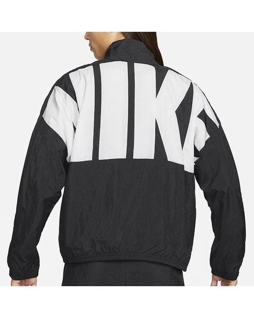 Nike Blue Stand Collar Logo Print Jacket for men