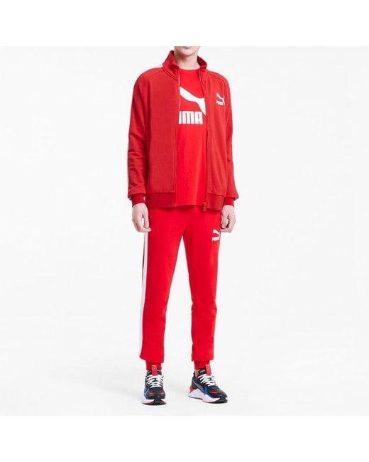 PUMA Red Iconic T7 Track Top Ft Knit Jacket for men