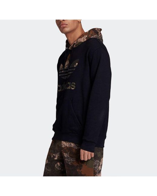 Adidas Blue Originals Camo Block Hdy Camouflage Logo Printing Pullover for men