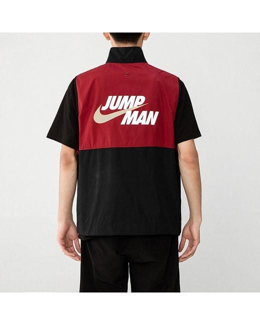 Nike Red Casual Alphabet Printing Zipper Splicing Vest for men