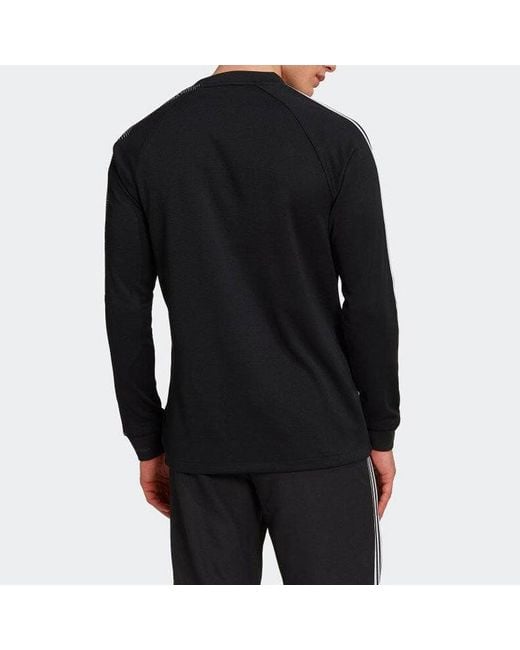 Adidas Black Stripe Round Neck Long Sleeves T-Shirt for men