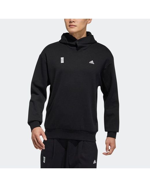 Adidas Black Wj Swt Hood Printing Sports Pullover for men