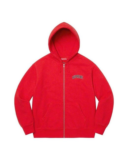 Supreme Red Doughboy Zip Up Hooded Sweatshirt for men