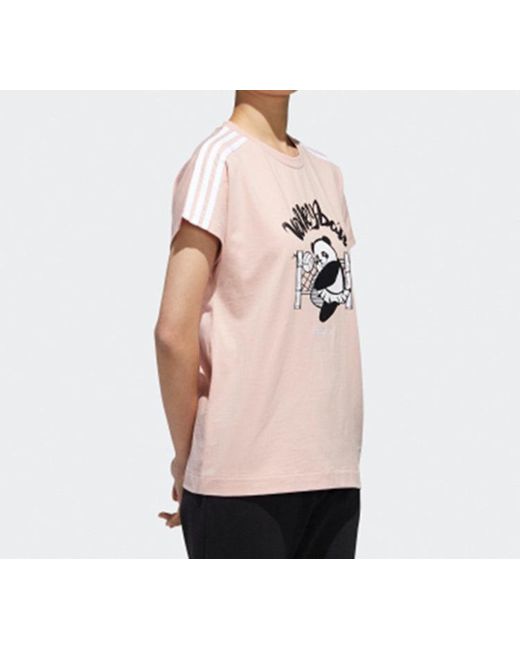 Adidas Pink (Wmns) Neo Panda Tee Printing Loose Short Sleeve