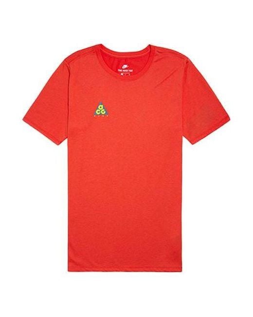 Nike Red Acg Back Printing Short Sleeve T-Shirt for men