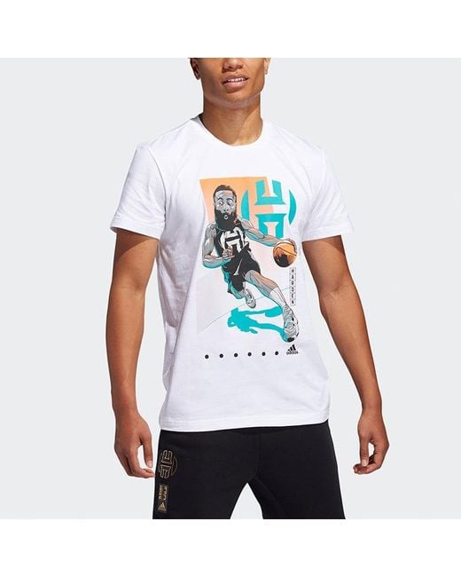 Adidas White Printed Short Sleeve Tee for men