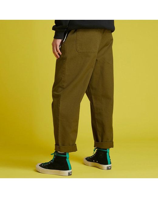 Converse Green Woven Straight-Leg Tapered Casual Pants 'Dark Moss' for men