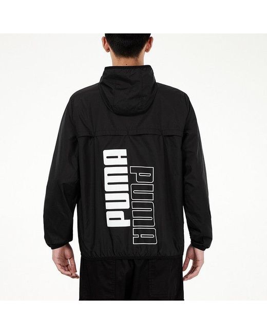 PUMA Black Athleisure Casual Sports Windproof Running Woven Jacket for men