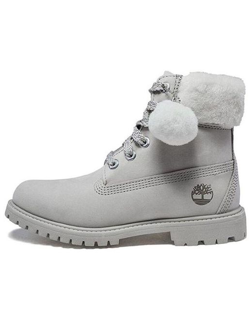 Timberland Gray 6 Inch Shearling Premium Boots