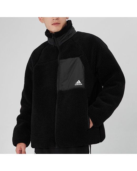 Adidas Black Sherpa Reversible Jacket Asia Sizing for men