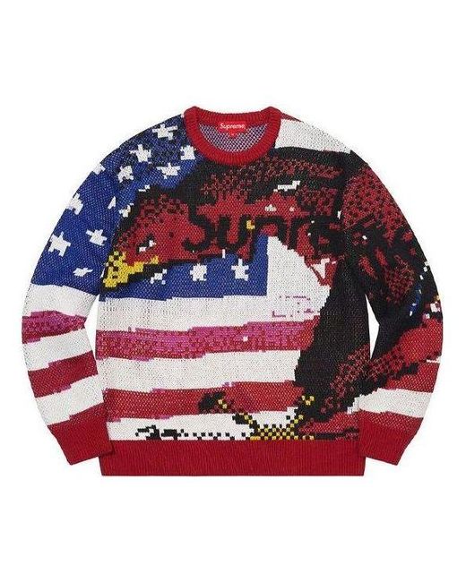 Supreme Red Digital Flag Sweater for men
