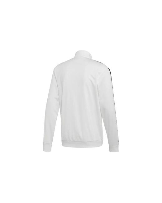 Adidas White Essentials3 Stripe Elastic Sports Jacket for men