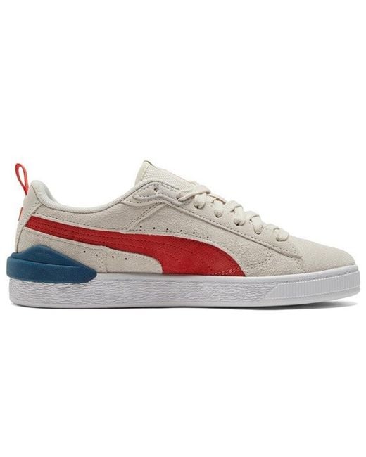 PUMA White Suede Bloc 'Pristine Cherry Tomato' for men