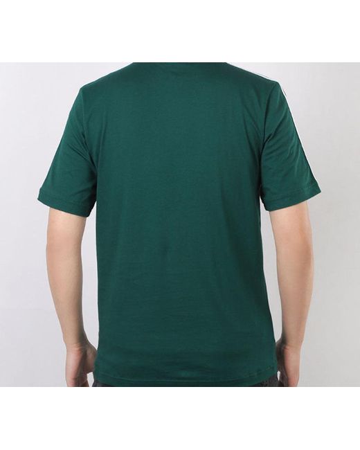 Adidas Green E 3S Tee Classic Stripe Training Sports Round Neck Short Sleeve for men