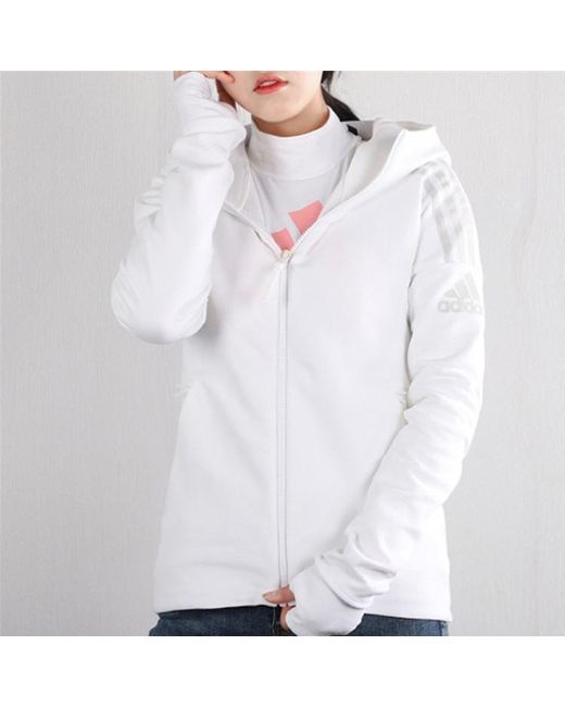 Adidas White (Wmns) Z.N.E. Three Stripes Printing Hooded Jacket