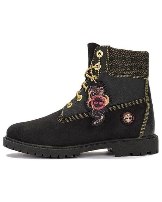 Timberland Black (Wmns) Lunar New Year 6 Inch Lace Up Boots Nubuck'