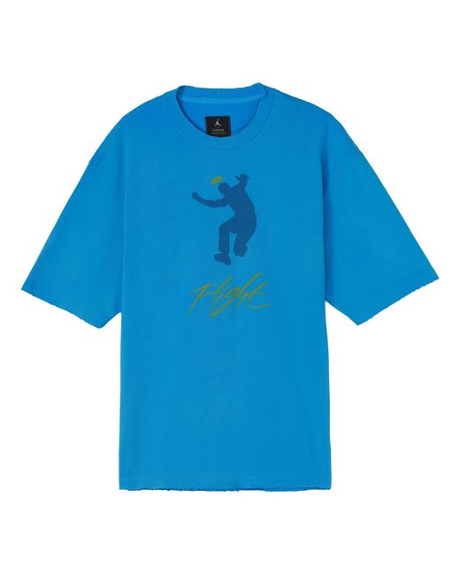 Nike Blue X Union Crossover Ss22 Solid Color Character Alphabet Printing Round Neck Short Sleeve Asia Edition for men