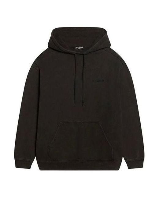 Balenciaga Black Logo Hoodie Medium Fit 'Washed' for men