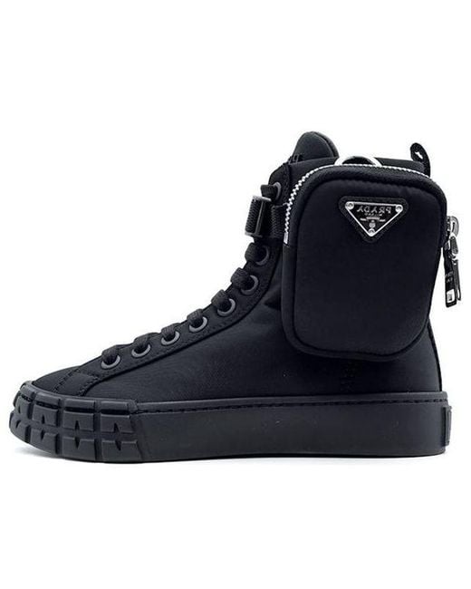 Prada Blue (Wmns) Wheel Re-Nylon Hight Sneakers With Larger Pouch