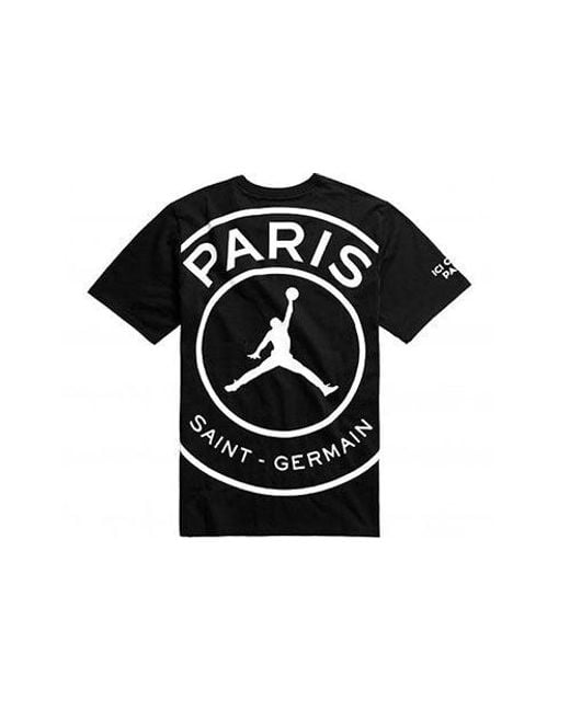 Nike Black X Psg Crossover Paris Saint-Germain Jump Large Logo Short Sleeve for men
