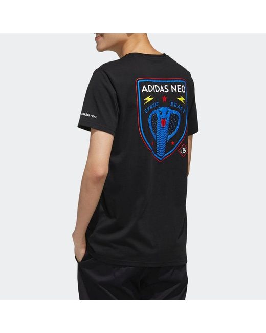 Adidas Black Neo Fav Art Snk Funny Printing Sports Round Neck Short Sleeve for men