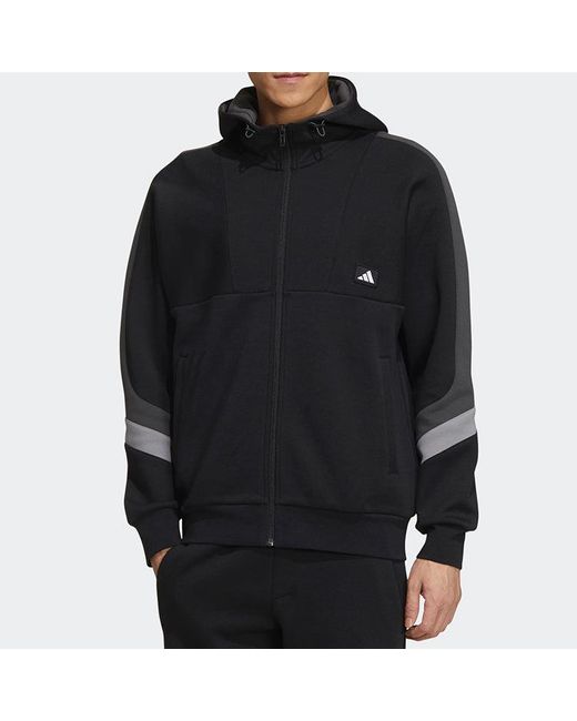 Adidas Blue Colorblock Athleisure Casual Sports Hooded Jacket for men
