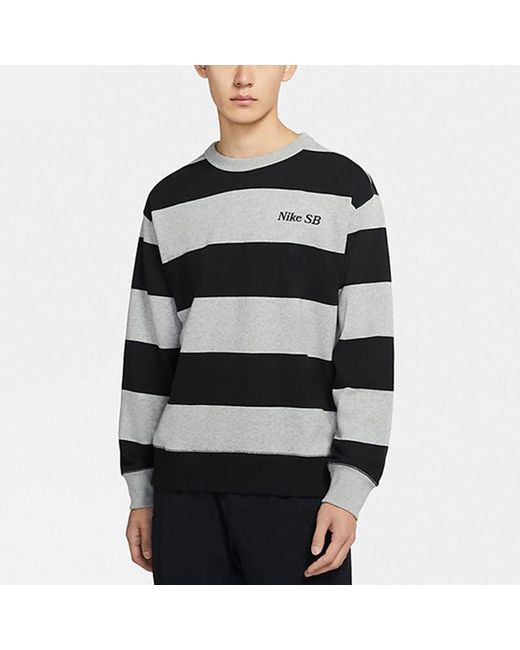 Nike Black Sb Skateboard Striped Skate Sports Crew-Neck for men