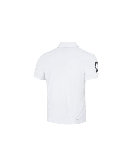 Adidas White Solid Color Stripe Tennis Athleisure Casual Sports Short Sleeve Polo Shirt for men